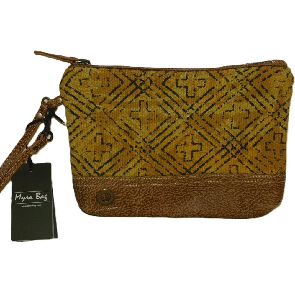 Myra Bags Daily Canvas, Leather & Rug Pouch Wristlet NWT